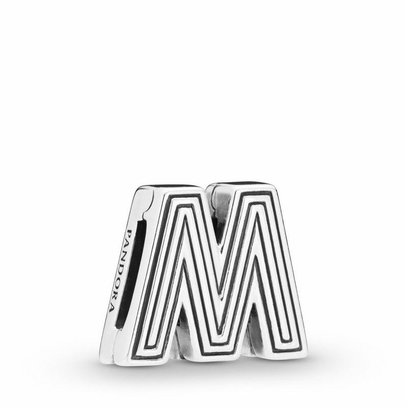 Pandora Reflexions™ Letter M Clip Charm - Sterling Silver/Silicone - Canada | AQ5639GX